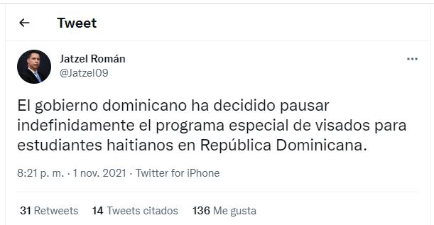 1635816113 311 Gobierno pauso indefinidamente programa especial de visados para estudiantes haitianos