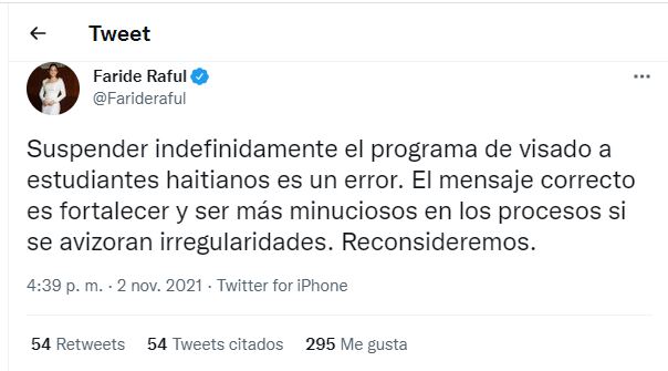1635891163 504 Faride suspender visado a estudiantes haitianos es un error