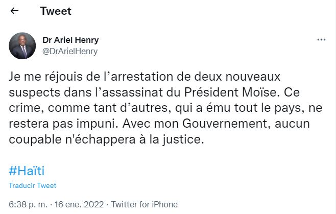 1642377080 589 Ariel Henry celebra arresto en serie de presuntos asesinos de