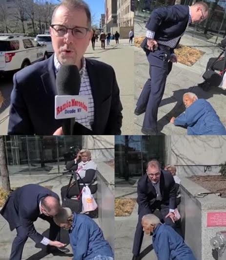 La actitud fue elogiada por varios dominicanos y de otras etnias que pasaban y observaban la disposición de ayuda del actual presidente de Manhattan.