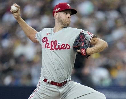 Zack Wheeler en su gran labor anoche ante los Padres.