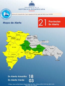 COE 21 provincias en alerta en Azua siete comunidades incomunicadas