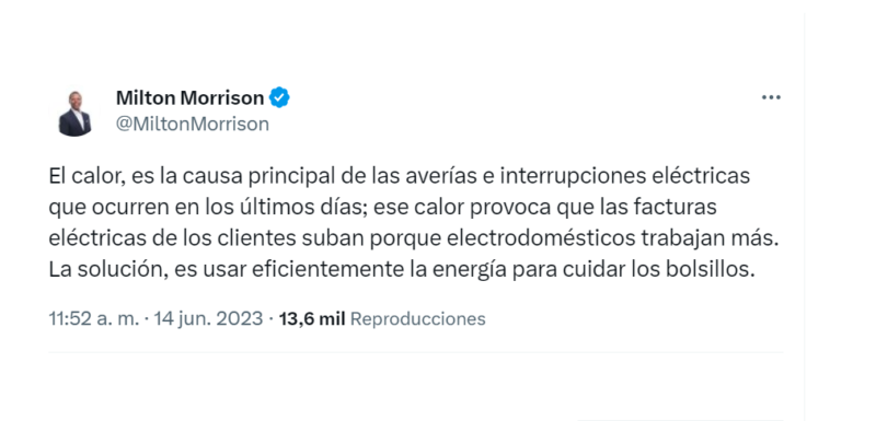Milton Morrison El calor causa los apagones en RD