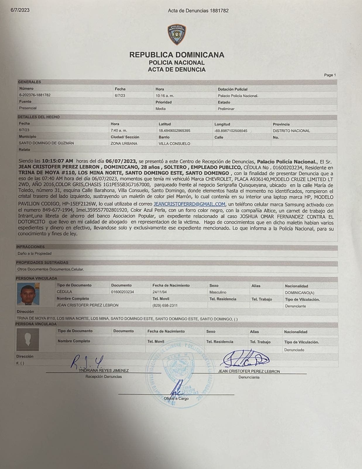 Habrían sustraído del vehículo del abogado Jean Cristofer expediente del caso el Dotolcito 2 WhatsApp Image 2023 07 06 at 4.14.34 PM