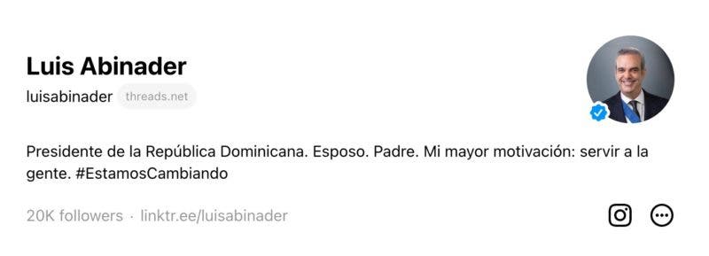 Luis Abinader ya tiene "Threads", la red social que creó Zuckerberg para competir con Twitter 1 WhatsApp Image 2023 07 06 at 12.01.48 PM