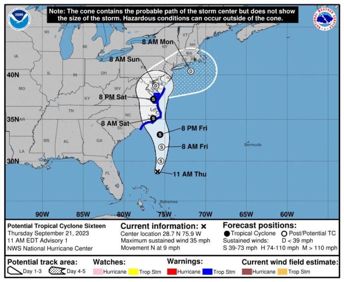Emiten aviso de tormenta tropical para costa este de Estados Unidos