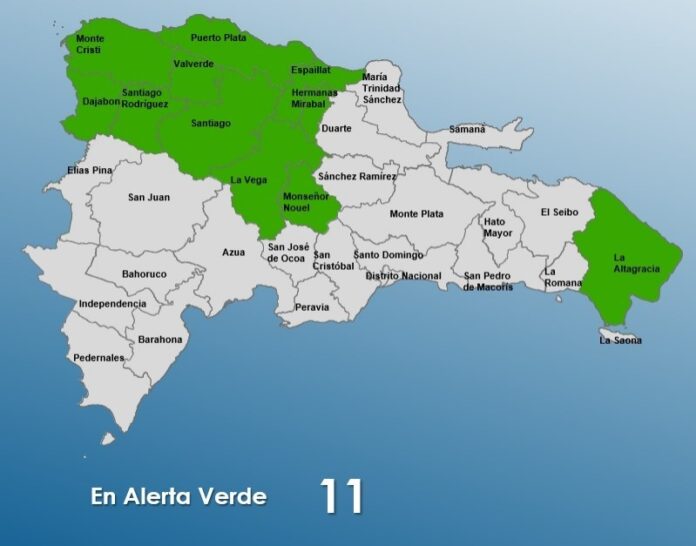COE mantiene 11 provincias en alerta verde por lluvias