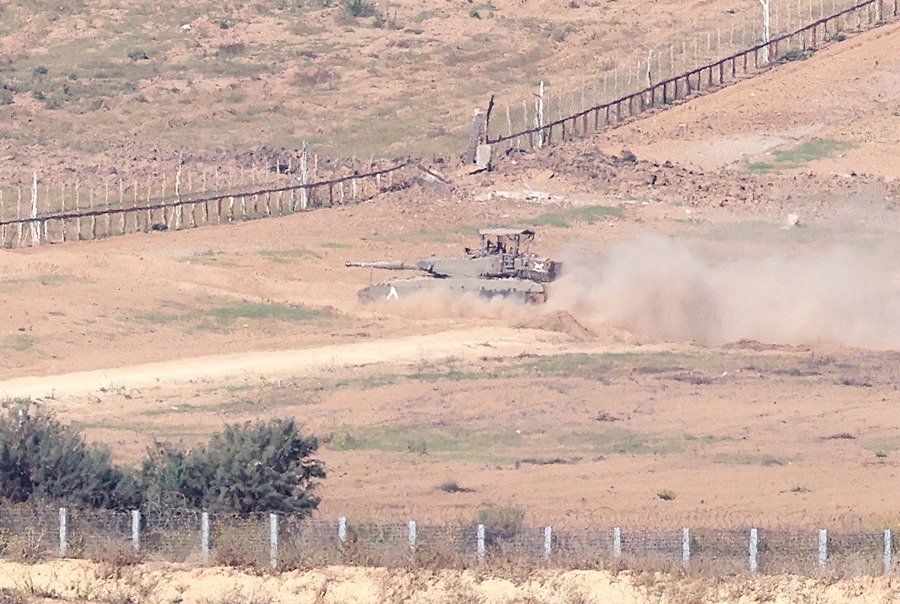 Un tanque de Israel cerca de la Franja de Gaza.