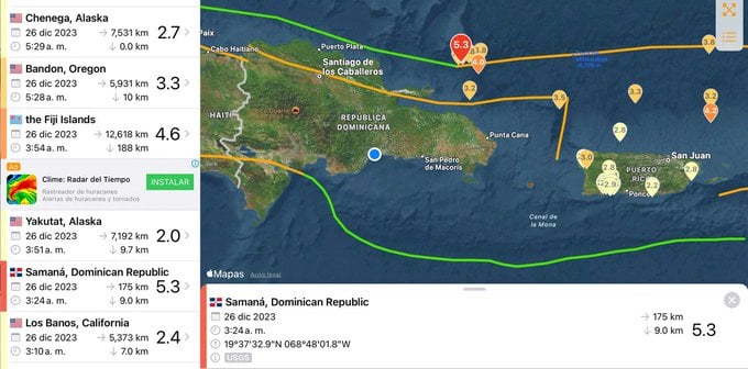 Se registra temblor al noreste de Miches