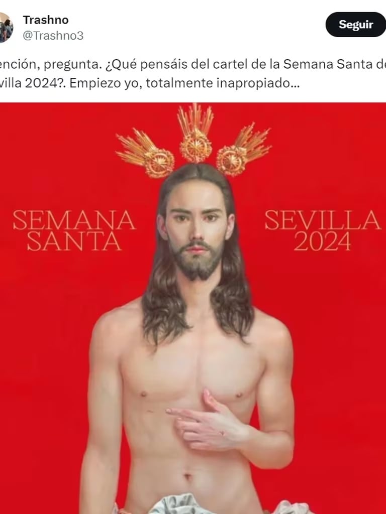 Cartel de Cristo que anuncia la Semana Santa de Sevilla causa