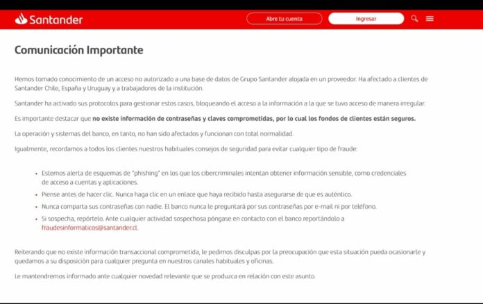 Comunicado Santander