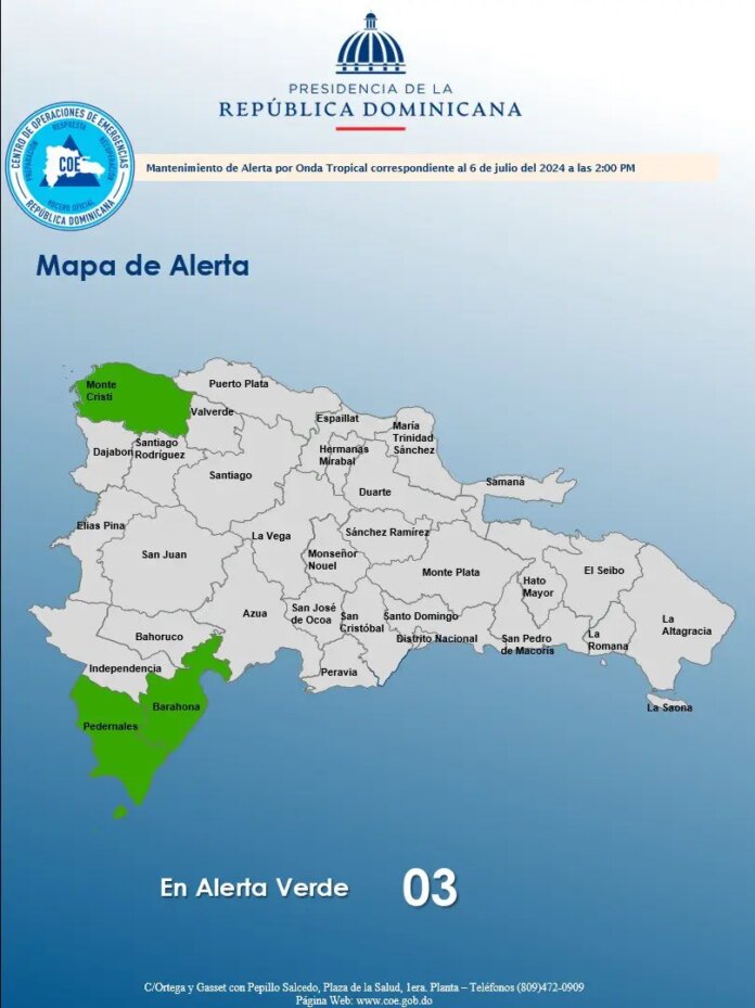 COE mantiene tres provincias bajo alerta