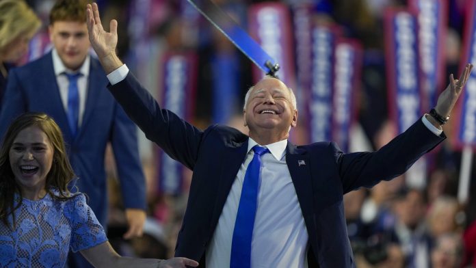 Tim Walz es elegido candidato a la vicepresidencia por el Partido Demócrata en la convención de Chicago