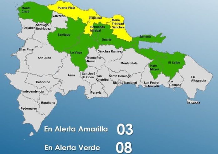 COE aumenta a 3 provincias en alerta amarilla y mantiene 8 en verde