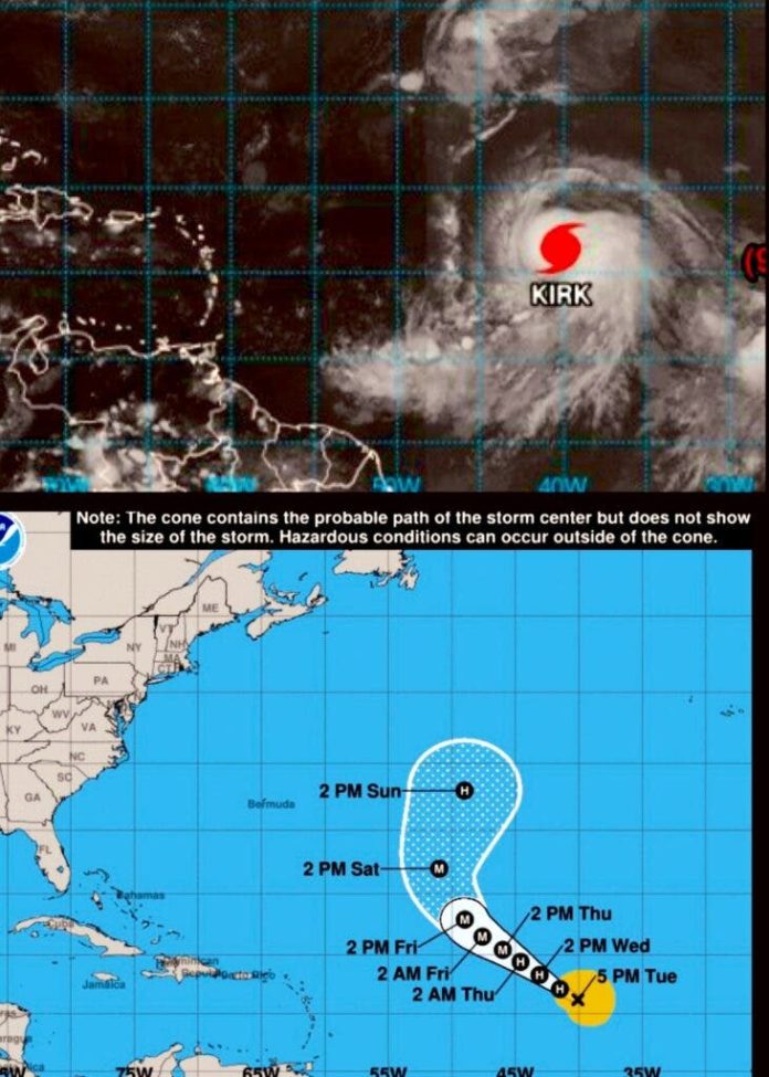 Kirk se convierte en huracán en el centro de Atlántico y puede alcanzar categoría mayor