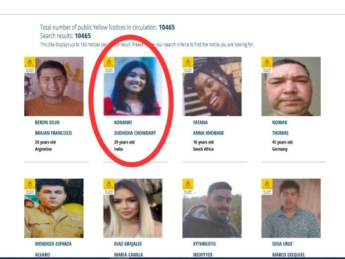 La Interpol emite alerta de búsqueda por Sudiksha Konanki