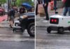 Amor a primer golpe: robot repartidor se ‘enamora’ de un coche que casi lo atropella