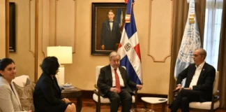 Presidente Abinader recibe en el Palacio Nacional al secretario general de la ONU Guterres