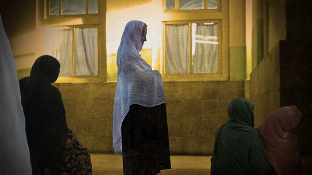 Sala de parto en Afganistán, ilustración