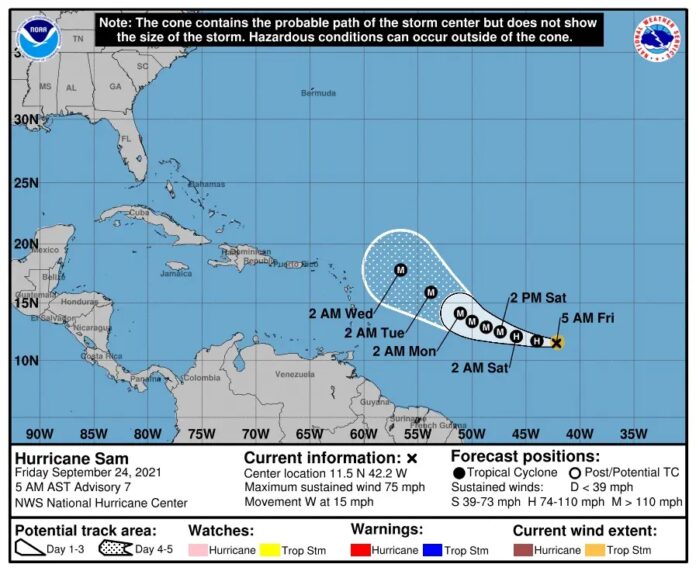 Sam se convierte en huracán categoría 1; Onamet lo vigila