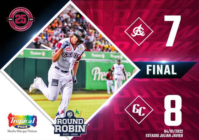José Sirí bateó un cuadrangular de dos carreras y con elevado de sacrificio impulsó la vuelta que decidió la cerrada victoria de los Gigantes 8 por 7 sobre las Águilas
