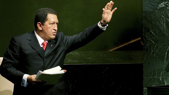 Hugo Chávez en la sede de la Asamblea de la ONU.