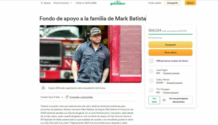 Recaudan fondos para funeral de bombero dominicano que se ahogó para rescatar a su hija