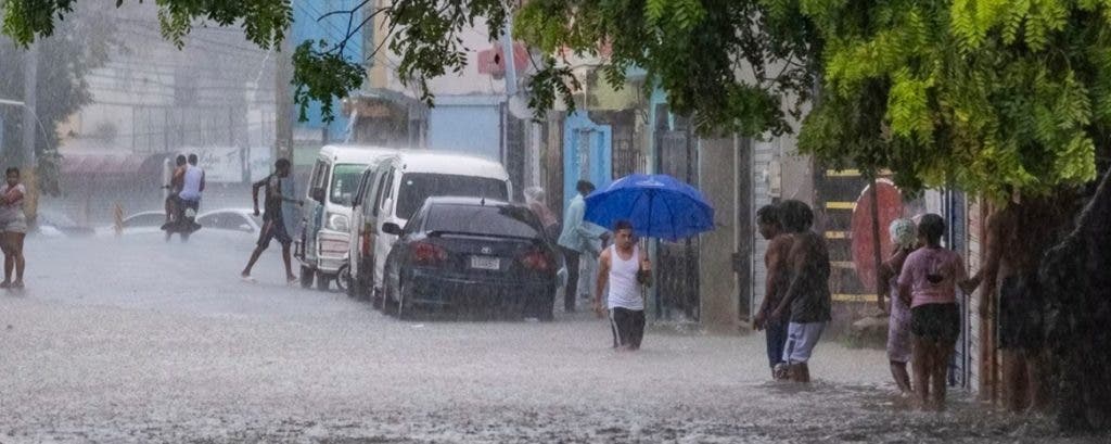 ente camina por una calle inundada por las lluvias de la tormenta tropical Franklin en Santo Domingo, República Dominicana, el martes 22 de agosto de 2023. (AP Foto/Ricardo Hernandez)(Ricardo Hernandez | AP)
