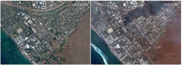 Imágenes satelitales revelan el estremecedor antes y después de los incendios en Hawaii
