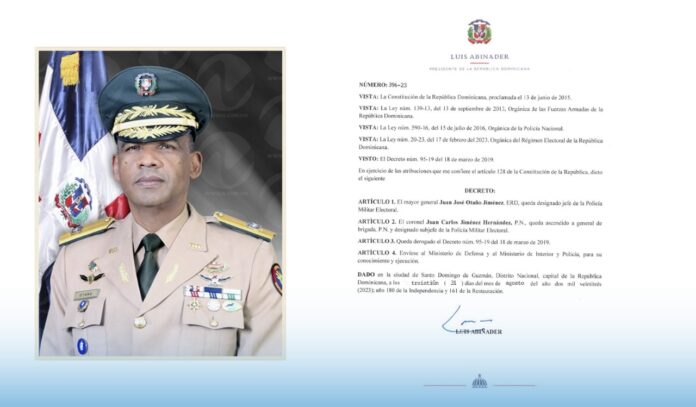 Gobierno designa al mayor general Juan José Otaño como jefe Policía Militar Electoral