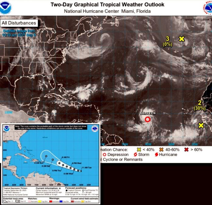 Se forma la depresión tropical 13 en el Atlántico