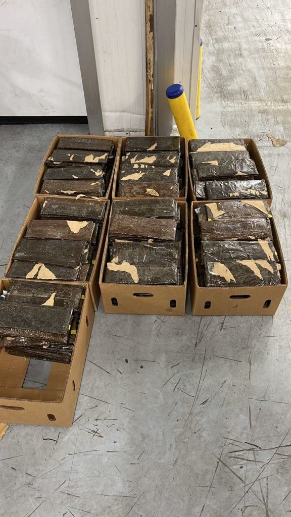 1696272445 658 Confiscan 591 laminas de cocaina escondidas en cajas de guineos
