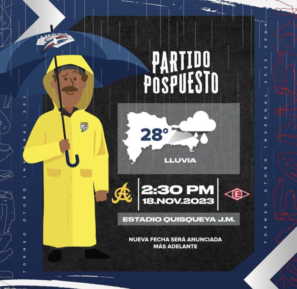 1700322549 821 LIDOM suspende jornada completa para este sabado por lluvias reprogramaran