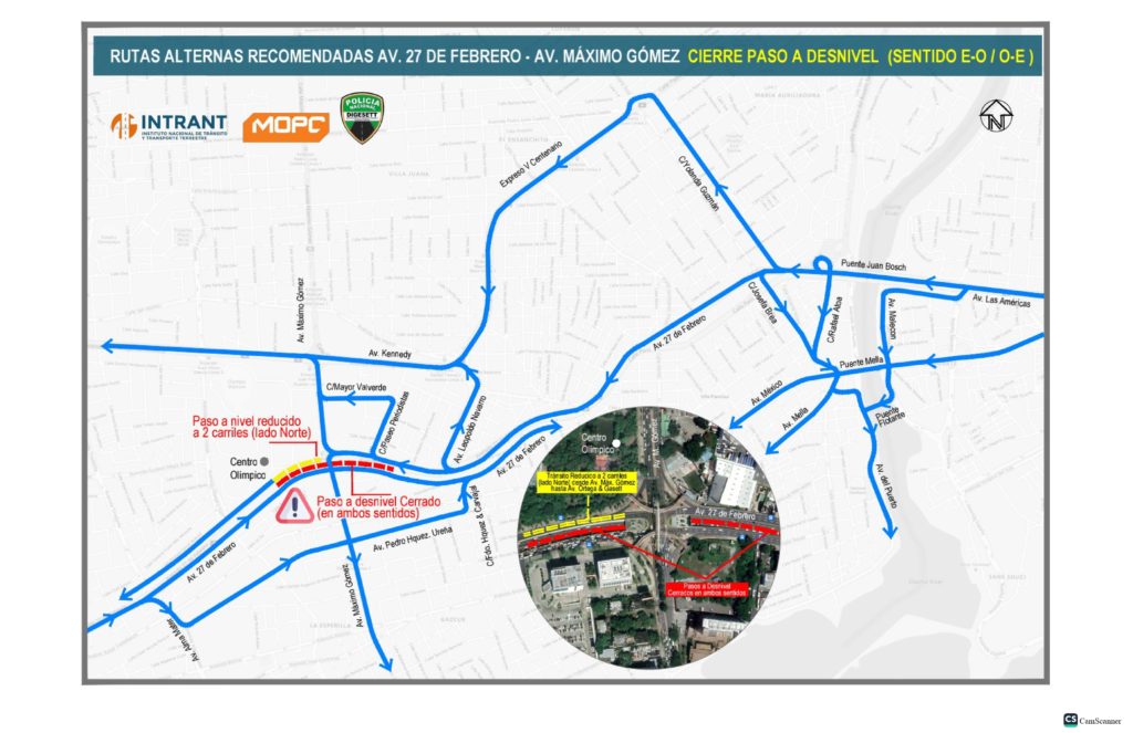 Anuncian desvios y medidas para viabilizar transito de la Av