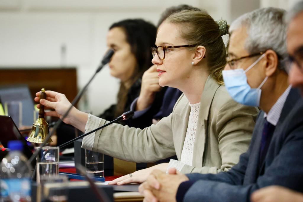 Fotografía cedida por prensa del Proceso Constituyente de la presidenta del Consejo Constitucional, Beatriz Hevia, durante una sesión del Consejo Constitucional chileno, hoy en Santiago (Chile). EFE/ PRENSA PROCESO CONSTITUYENTE
