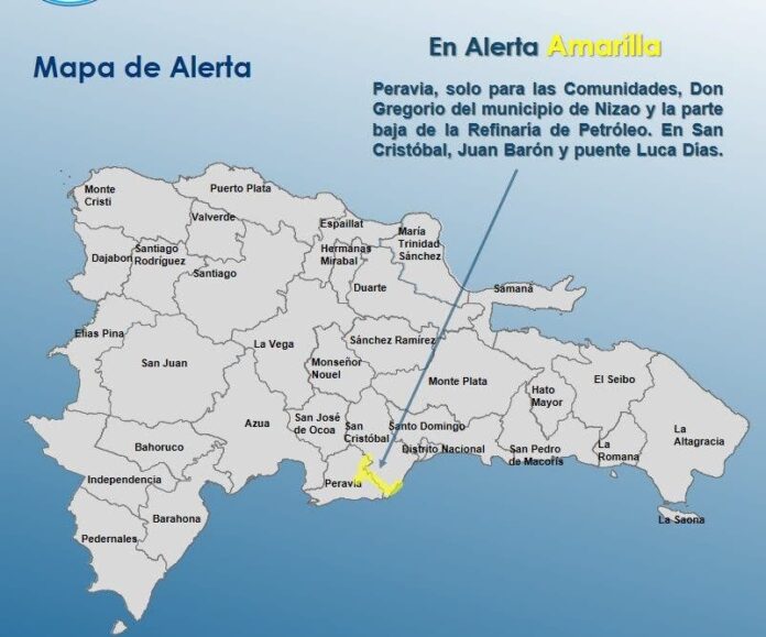 Peravia y San Cristóbal están en alerta amarilla