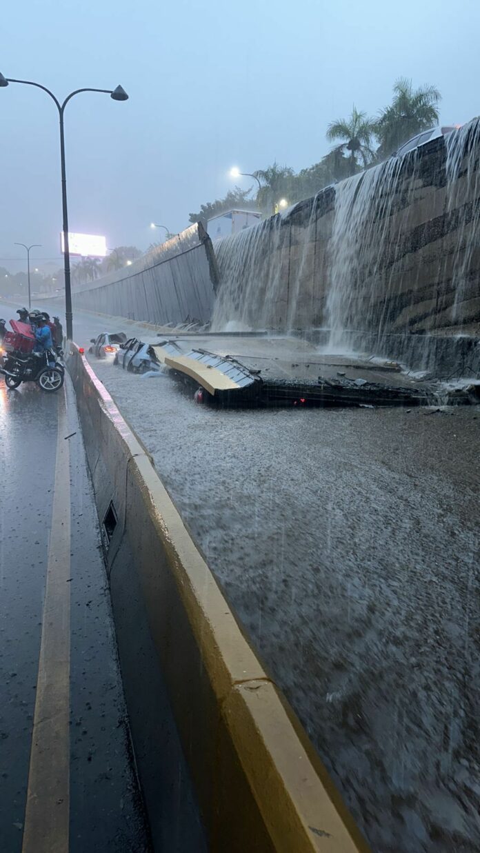 Se derrumba pared en túnel de la 27 con avenida Máximo Gómez
