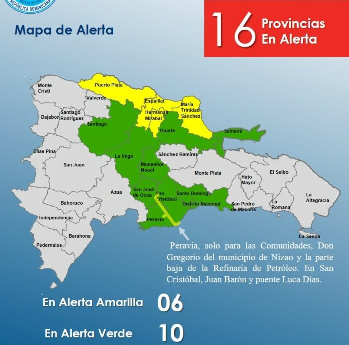 16 provincias en alerta por aproximación de vaguada