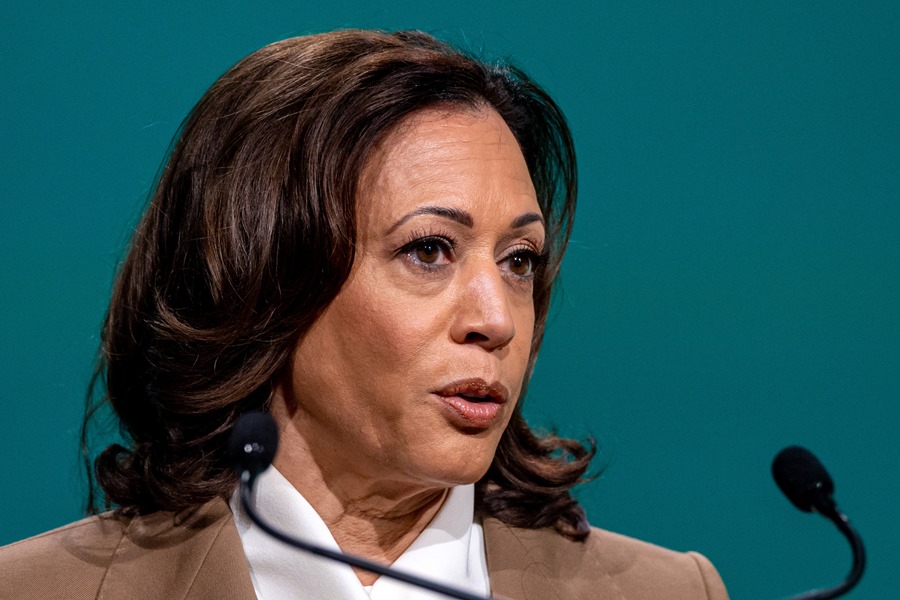 La vicepresidenta de Estados Unidos, Kamala Harris, hoy en Dubái en la COP28. 