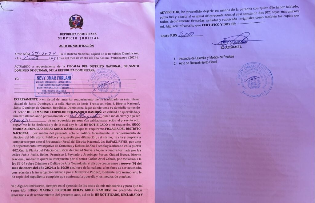 Hugo Beras no asistio a citacion porque tiene covid