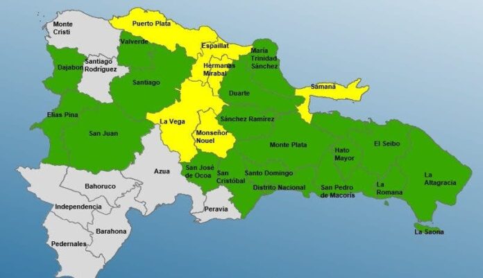 COE mantiene seis provincias en alerta amarilla y 18 en verde