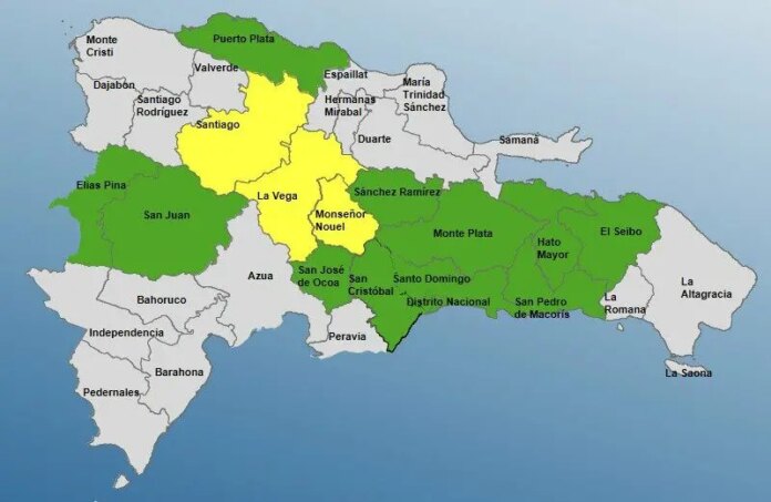 COE coloca tres provincias en alerta amarilla y 12 en verde