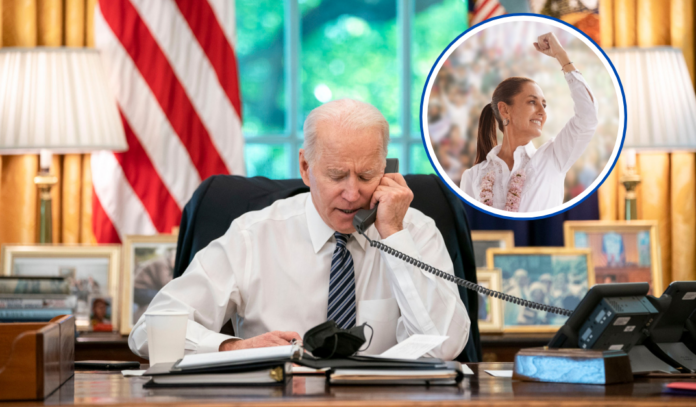 Biden hablando por teléfono