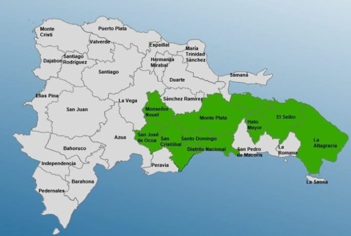 El COE pone en alerta verde a siete provincias y el DN por vaguada