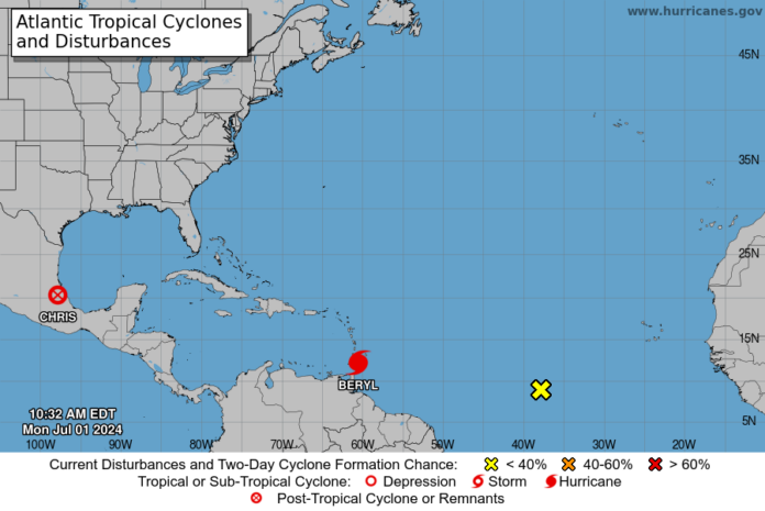 El ciclón Chris se degrada a depresión tropical