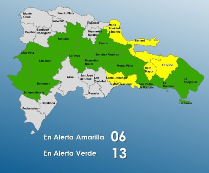 COE aumenta a seis las provincias en alerta amarilla por vaguada y onda tropical
