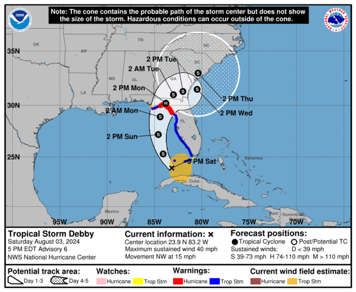 Depresión tropical se convierte en la tormenta tropical Debby