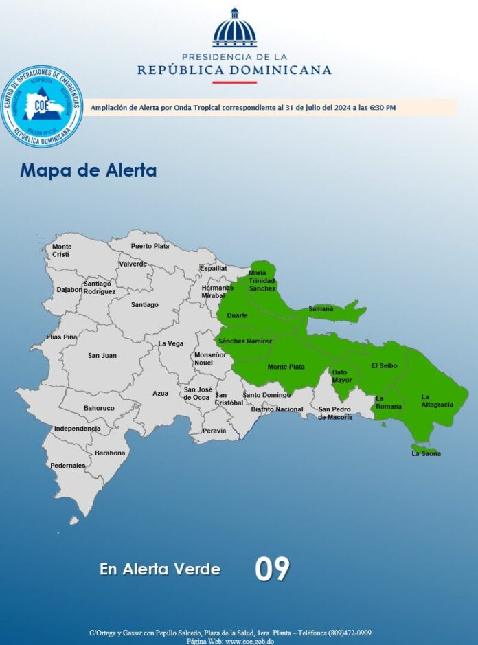 El COE elevó a nueve las provincias bajo alerta verde