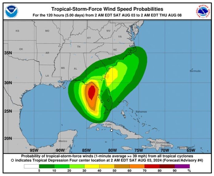 La depresión número 4 podría convertirse hoy en tormenta tropical