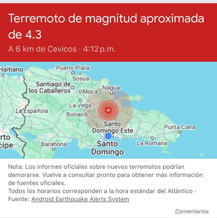¿Lo sintió? Temblor de tierra sacude varias zonas de RD